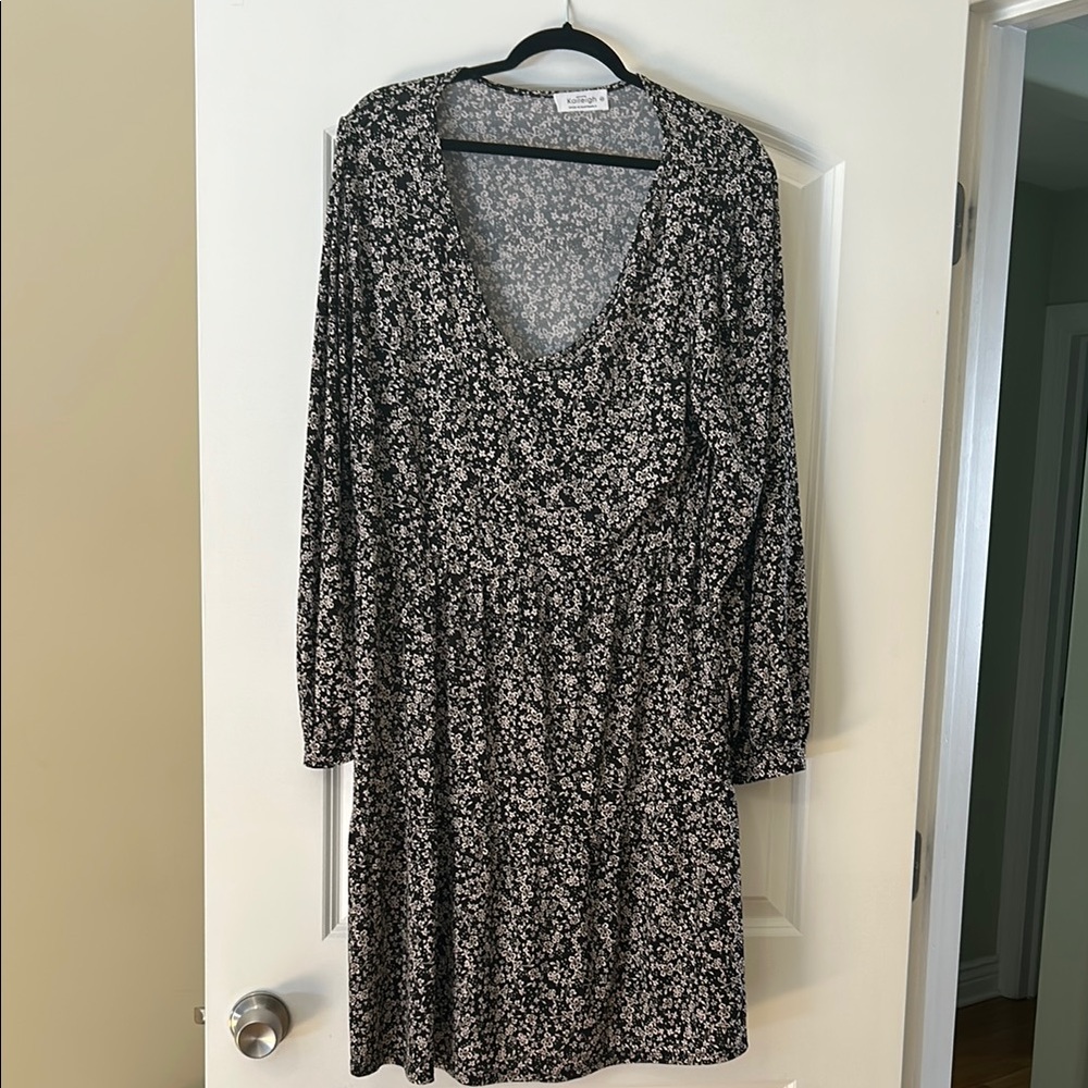 Floral Black and White Dress